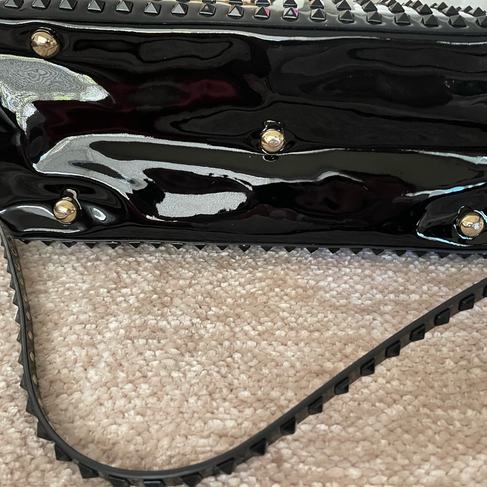 Valentino Garavani Black Studded Patent Tote - Picture 8 of 16